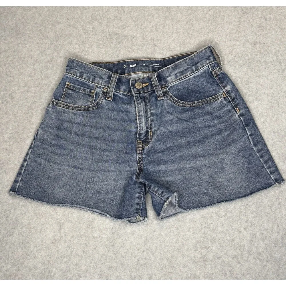 Old Navy Jean Shorts Youth Size 14 Sky High Rise‎ Denim Cut-Off Adjustable Waist